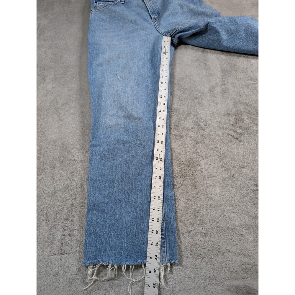 Abercrombie & Fitch Curve Love 90s Straight Jeans 32/14S High Rise Raw Hem Blue - Picture 10 of 11